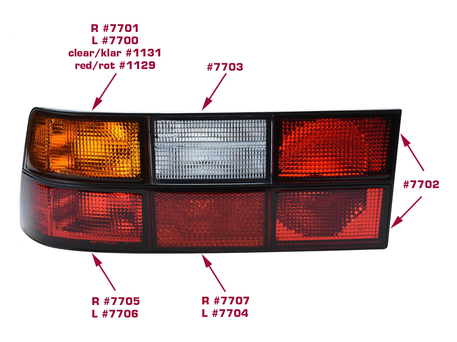 2x Turn signal lens for Porsche 924 944 tail light WHITE L+R - Image 3