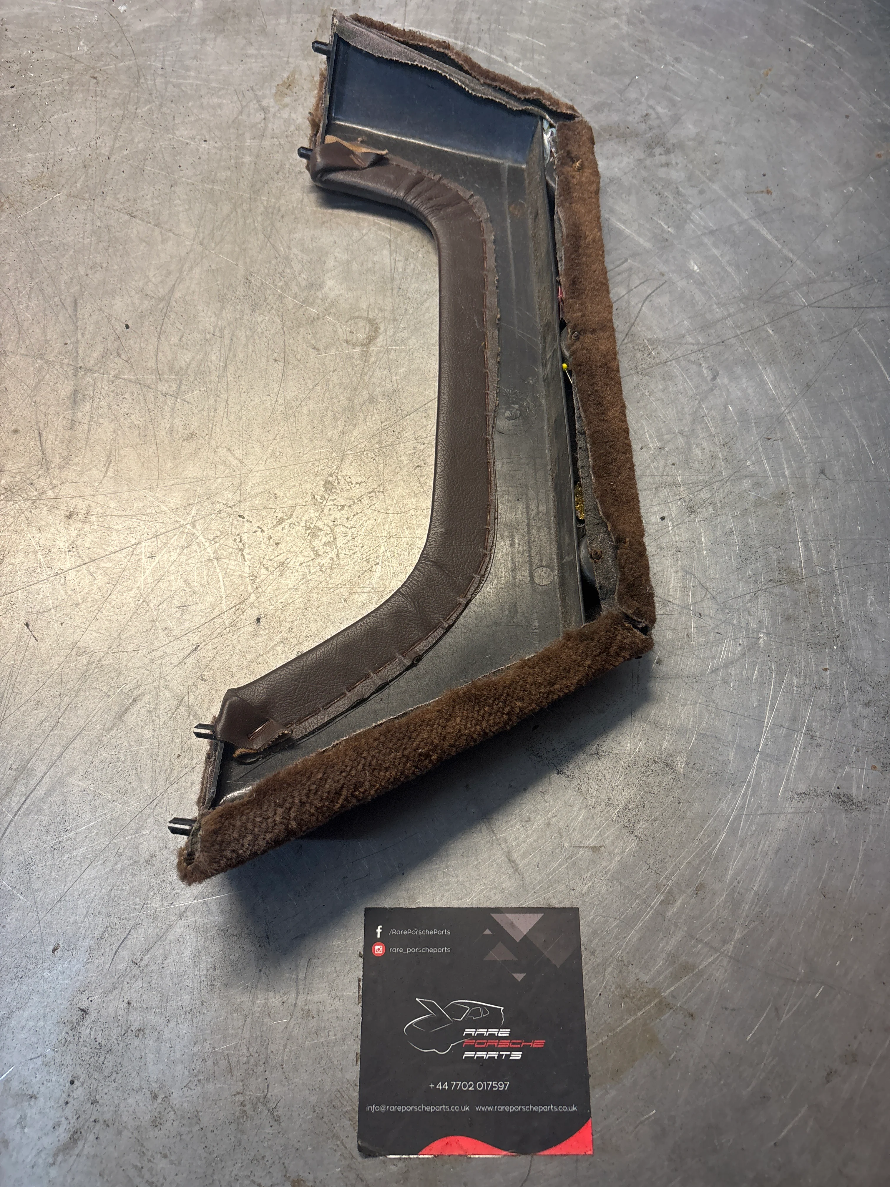 924/944 Left, Passenger side brown carpeted door pocket, used 477867133 - Image 3
