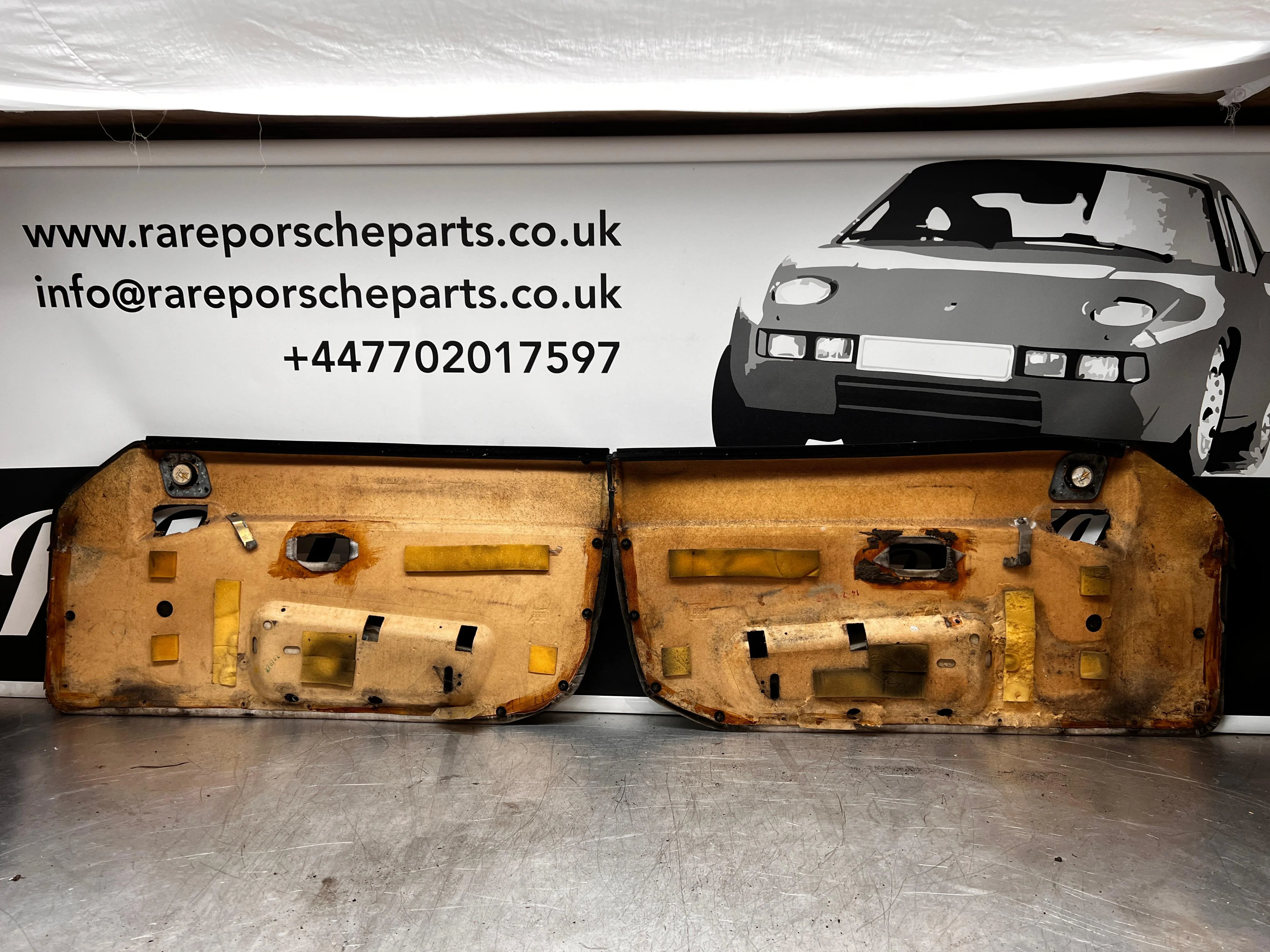 Pair Of Porsche 944 S2 black door cards 944555017 944555018 with sound package, spares or repair - Image 2