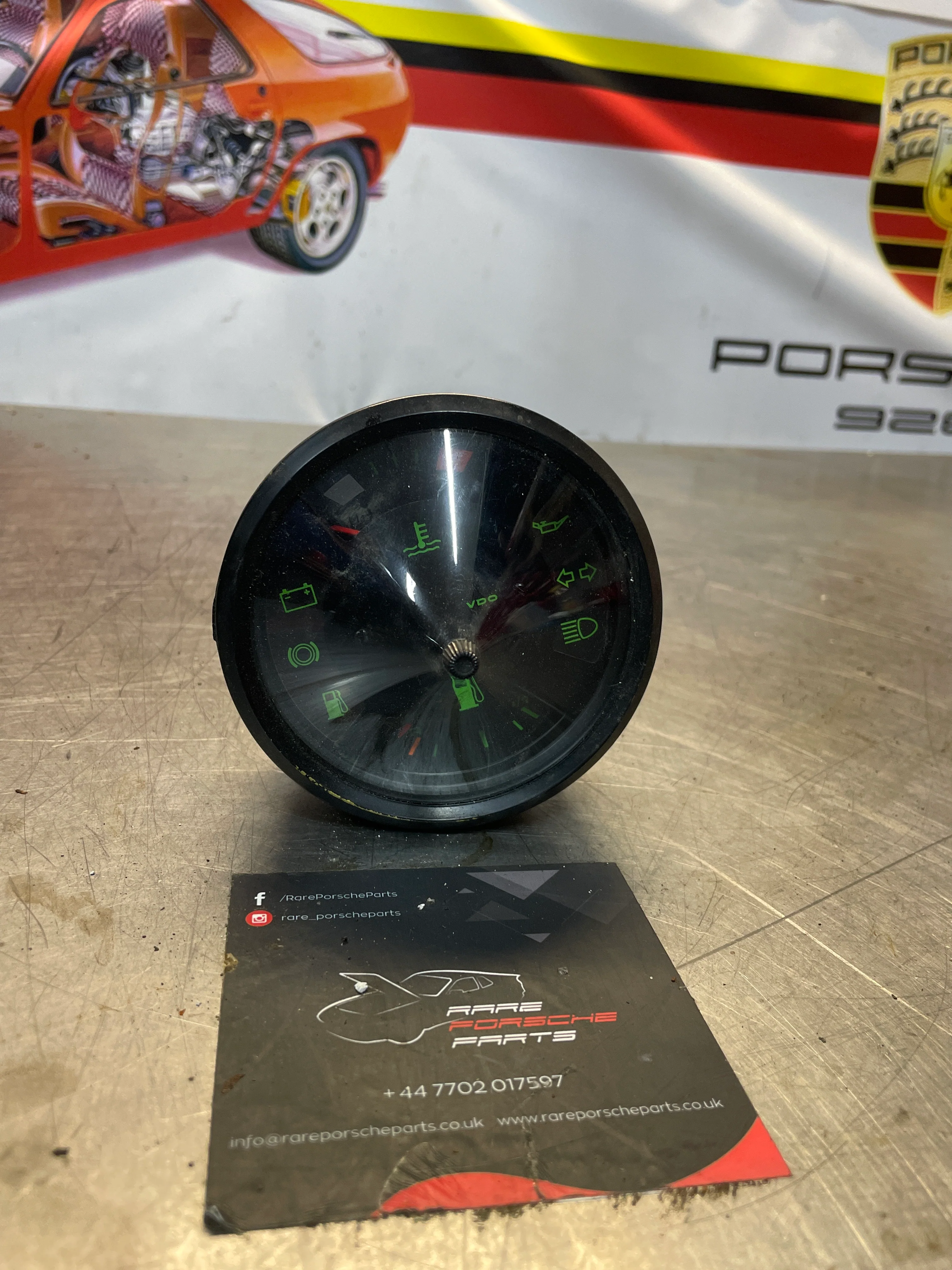 Early Porsche 924 Turbo Fuel level & Temperature cluster, used 477919033C - Image 3