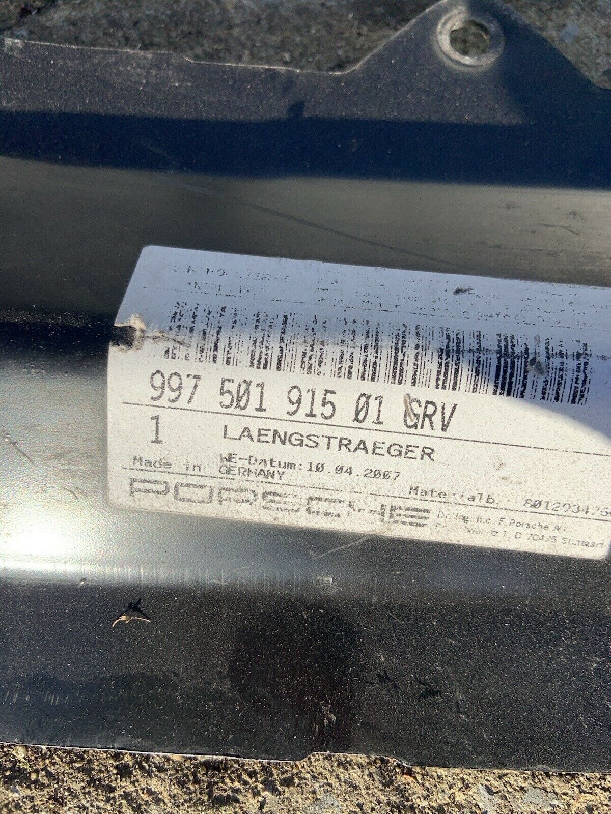 NOS Porsche 997/987 Left Side Member 99750191501 - Image 3
