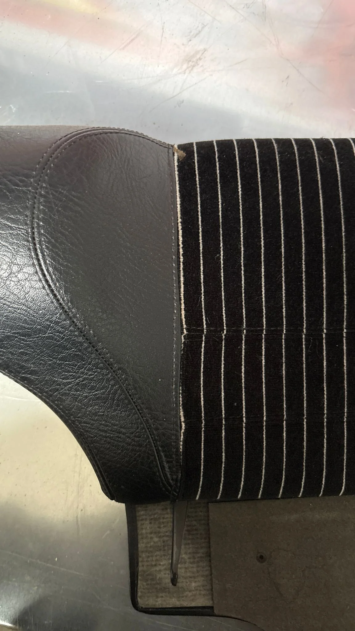 Porsche 924 944 early manual black seat set, front seats with black/white pinstripe fabric - Image 46