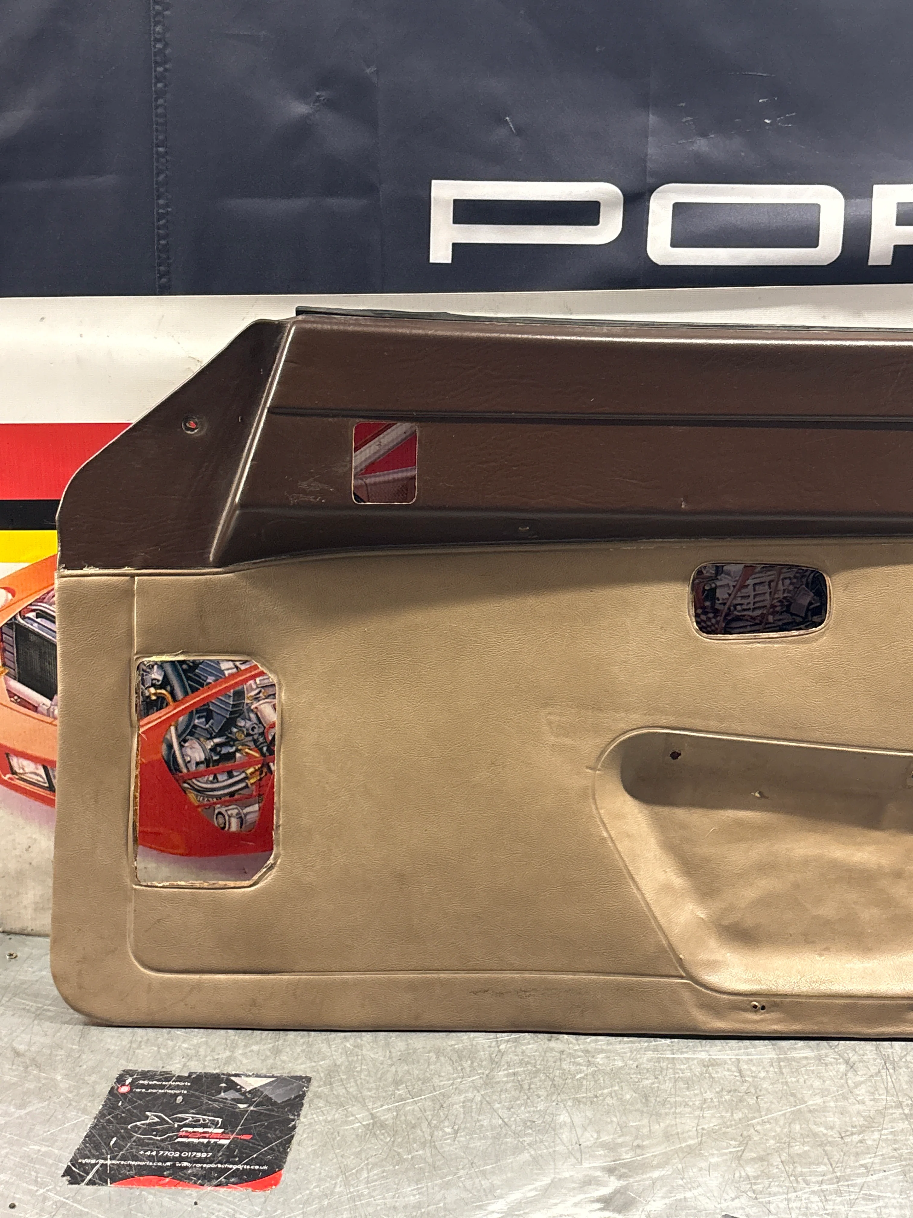 Porsche 924 brown/beige electric window door card, right, off side 477867012 used - Image 2