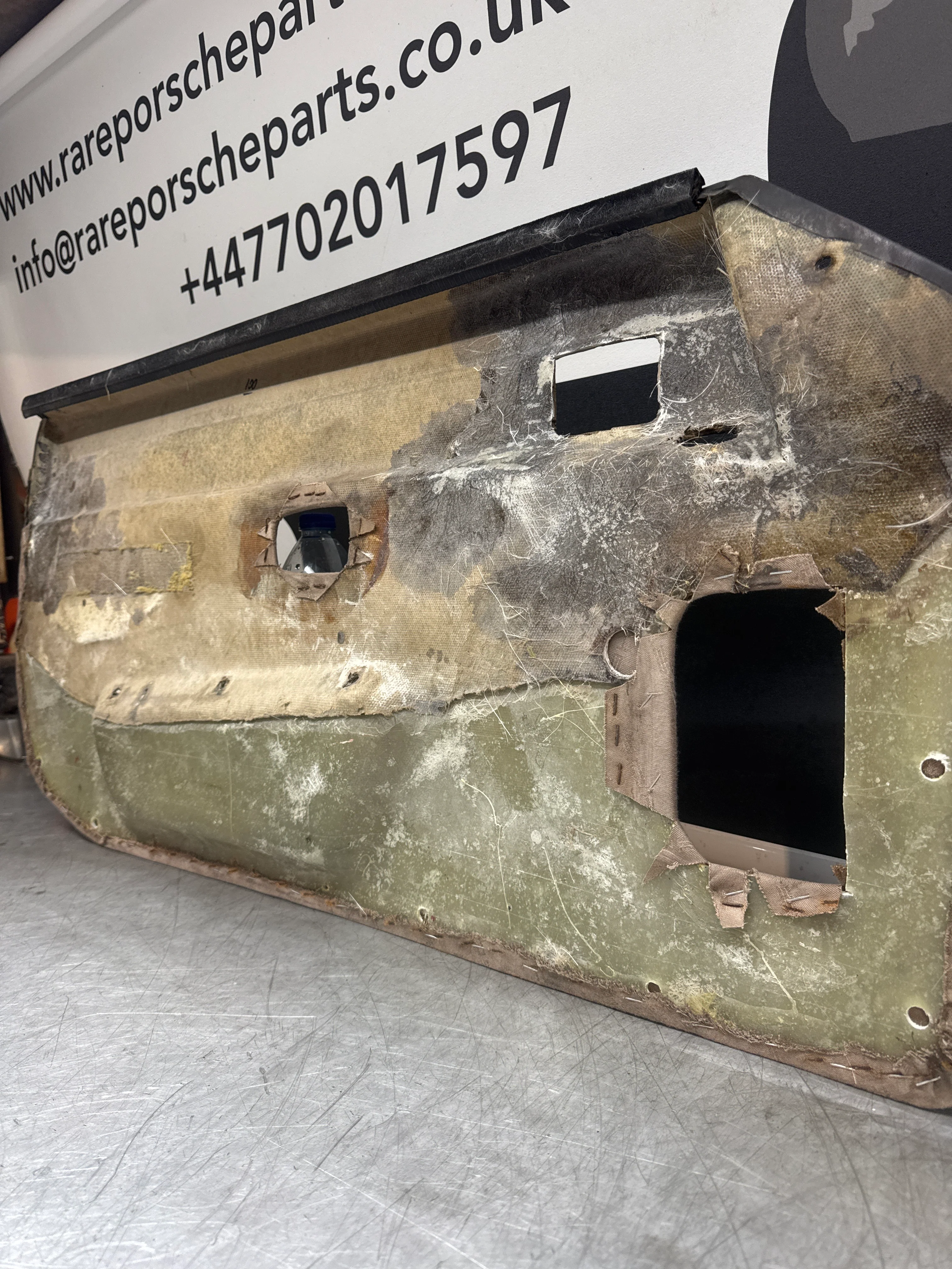 Porsche 924 / Early 944 Black Porsche script door cards. Right Hand Drive, Used. 478867011. Fibreglass repaired - Image 19