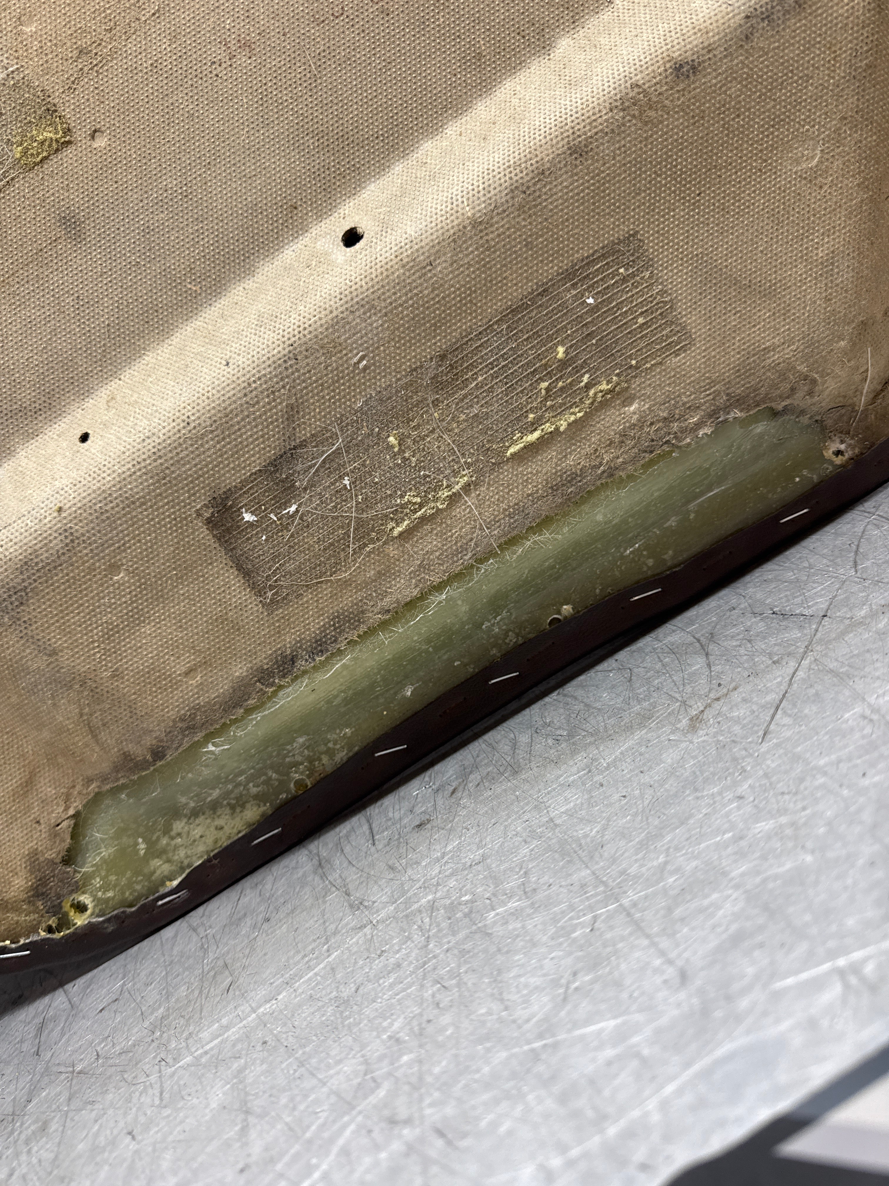 Porsche 924 / Early 944 brown RHD Drivers door card. Fibreglass repaired. 478867011 - Image 7
