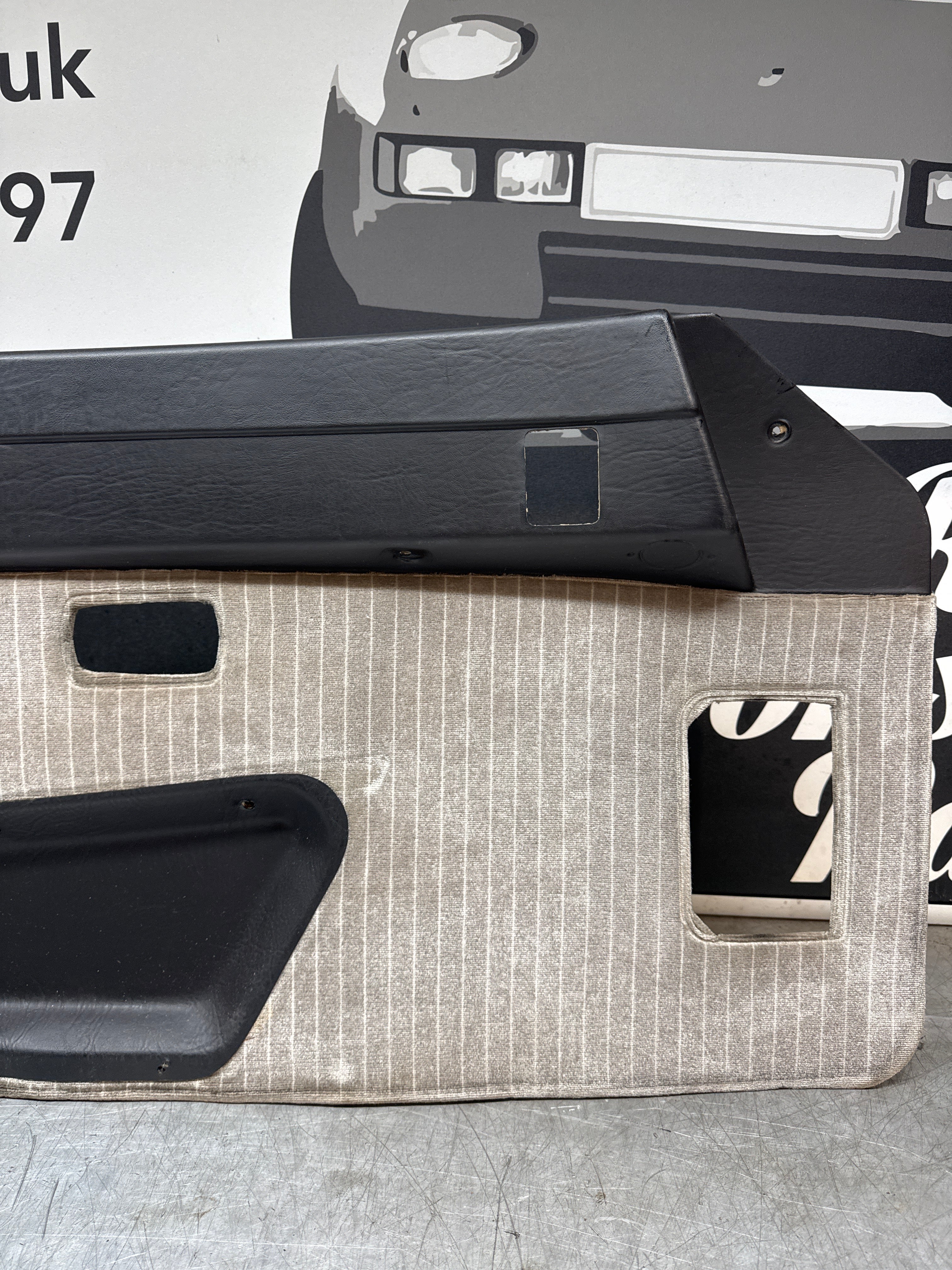 Porsche 924/ Early 944 Pair of Champaign Pinstripe door cards. RHD. - Image 3