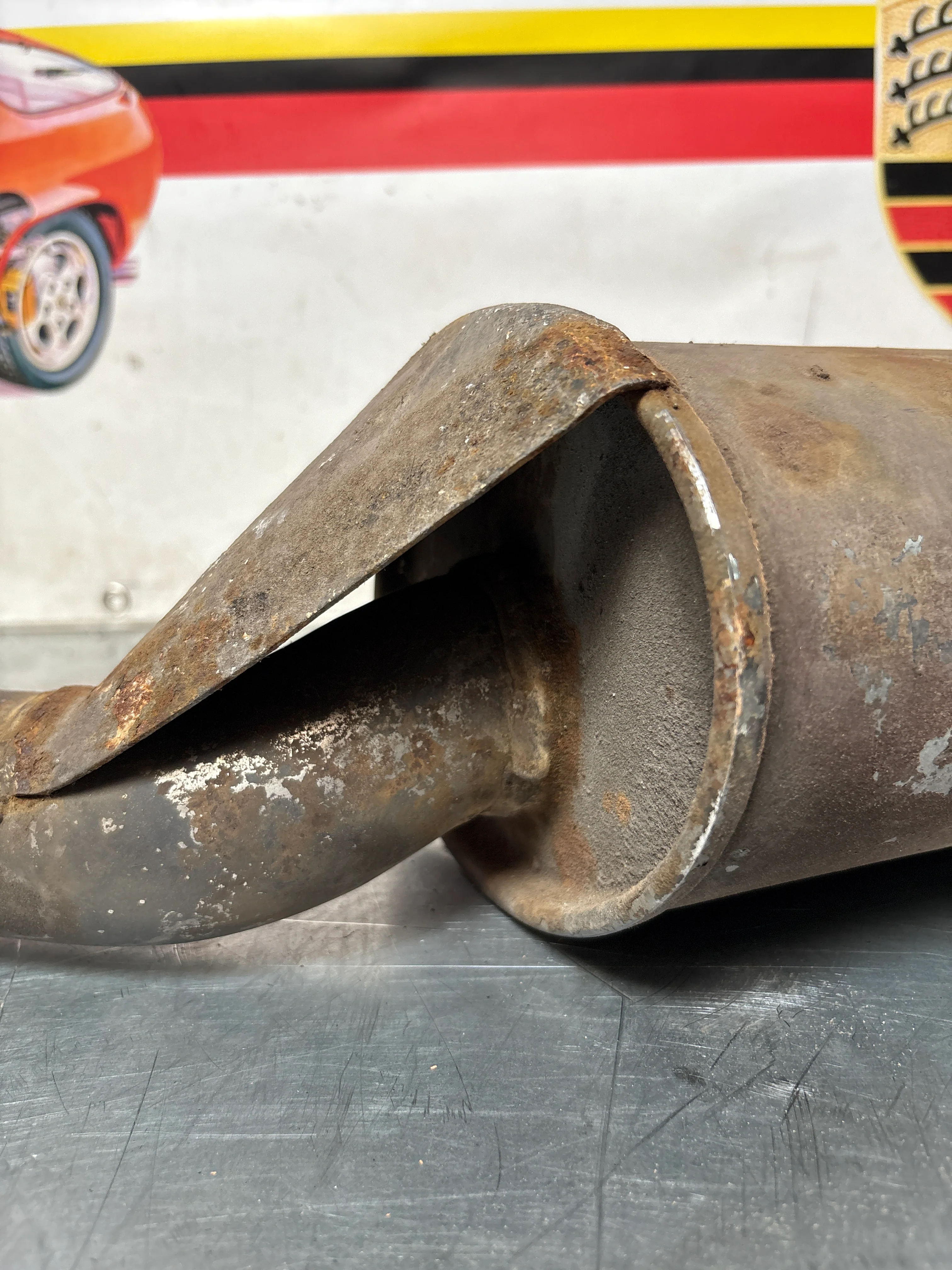 Porsche 924 Turbo Bischoff exhaust system rear muffler, used 93111105006 - Image 6
