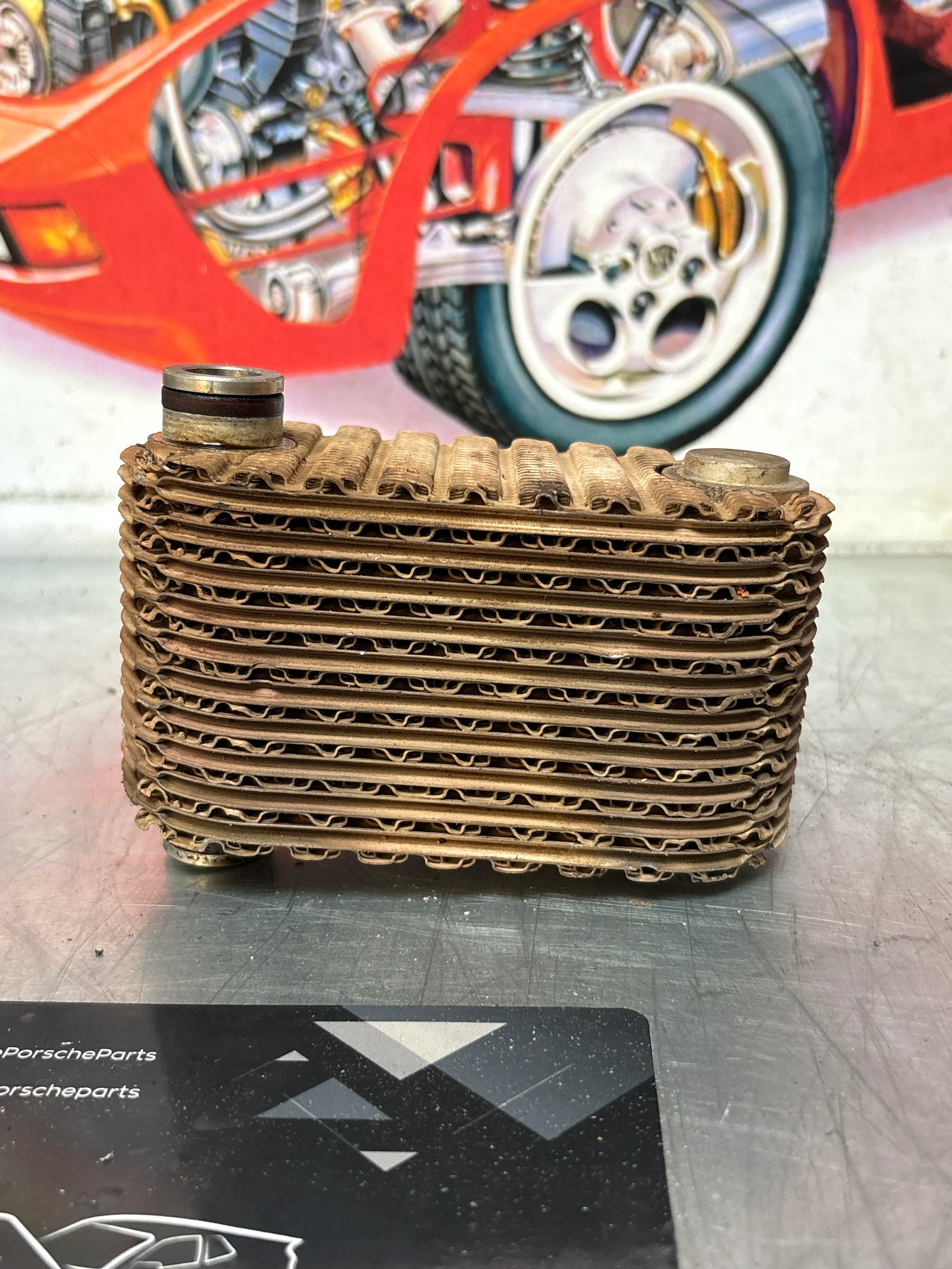 Porsche 924S 944 oil-water radiator, oil cooler, heat exchanger 94410716501 used - Image 3