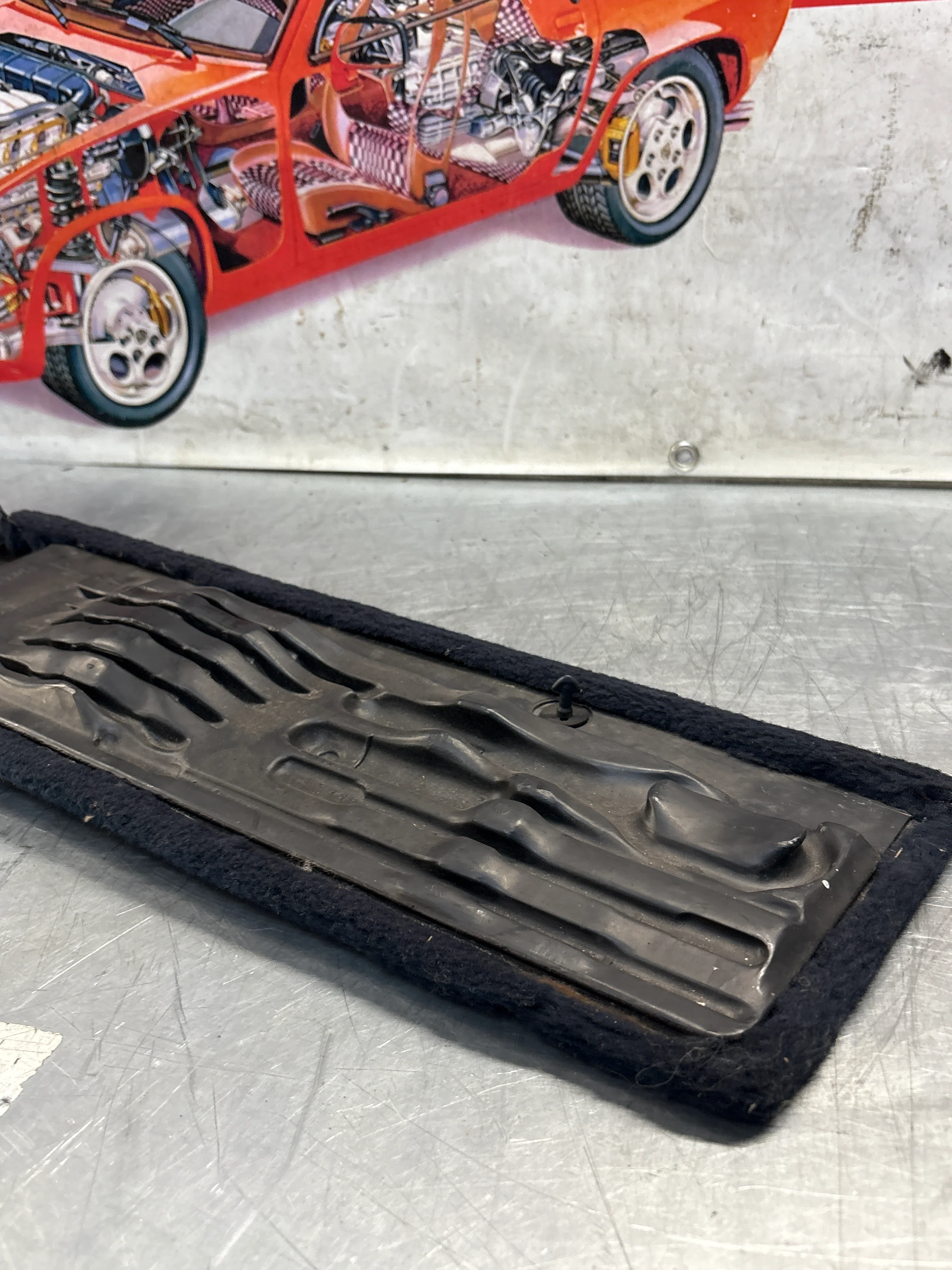 Porsche 928 blue carpeted Tool kit panel cover, used 92855118105 - Image 8