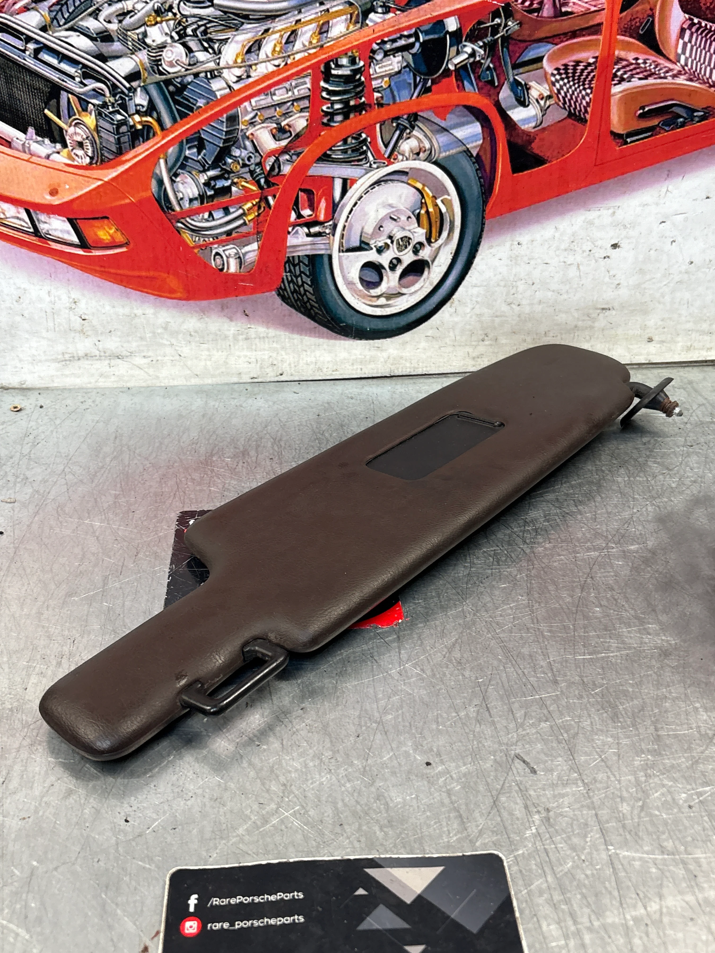 Porsche 928 burgundy sun visor, used left 92873123702 - Image 5