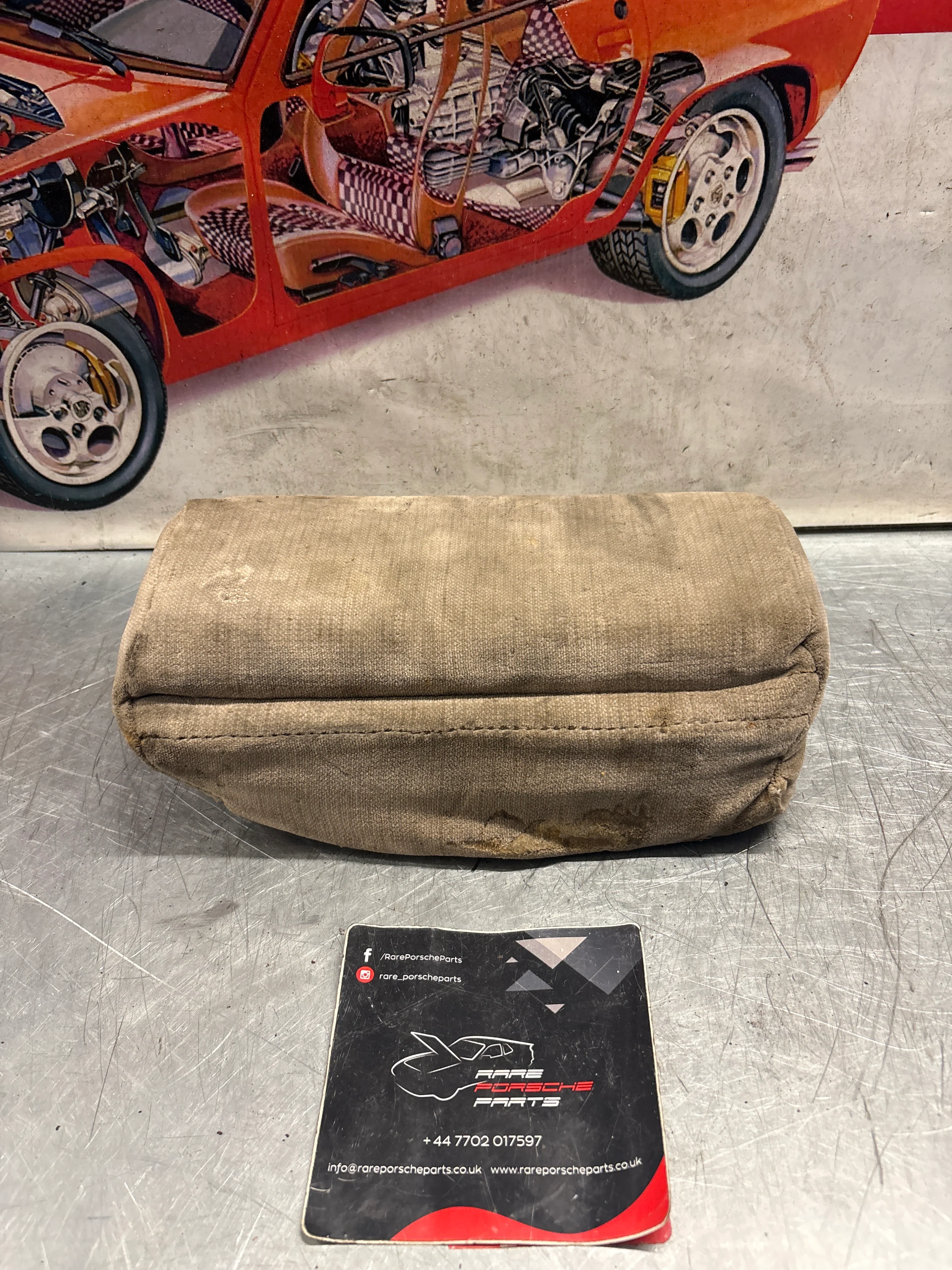 Porsche 928 rear right seat upper cushion, carpeted, beige, used 92852204650