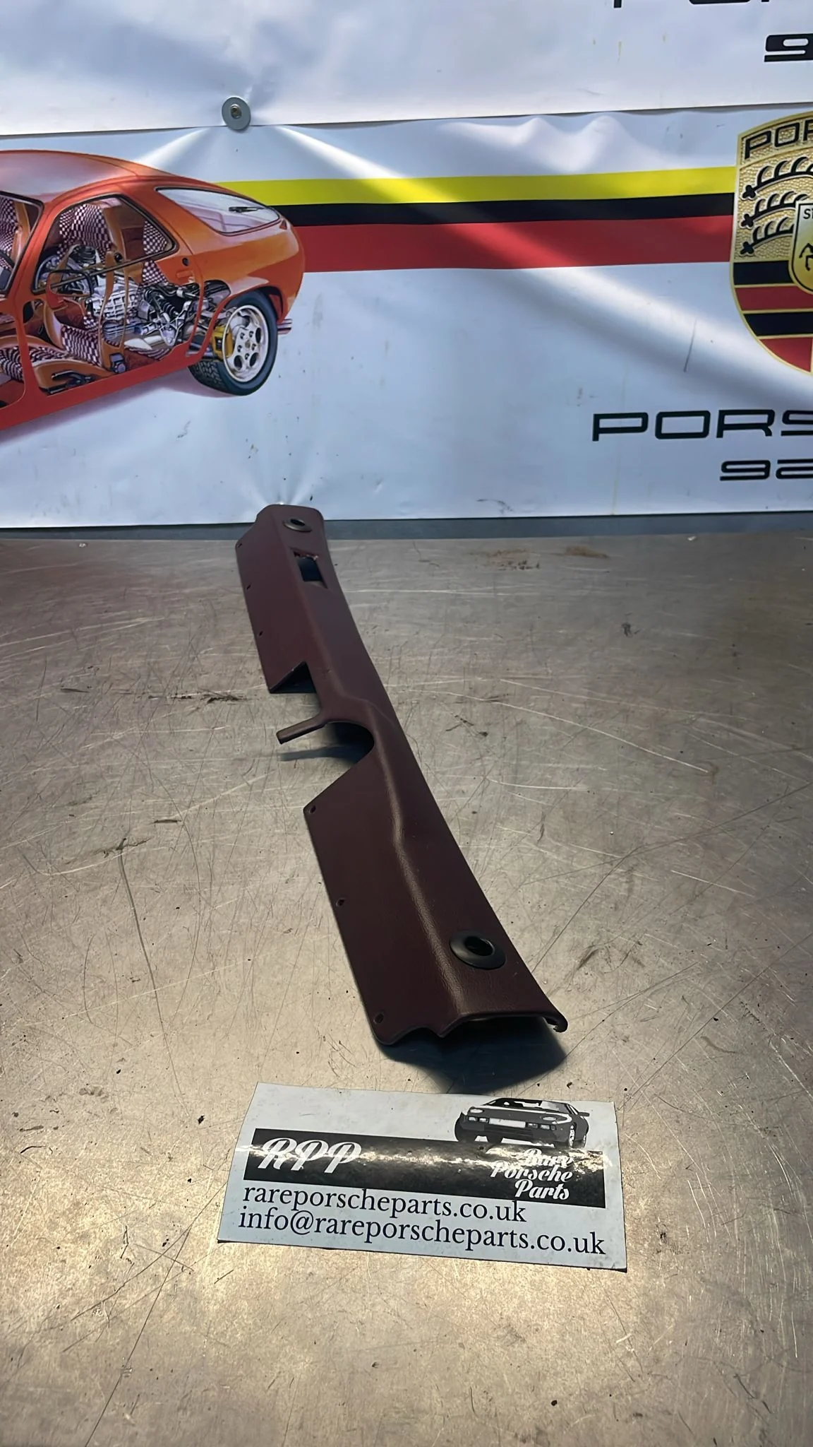 Porsche 928 trunk trim panel, used, burgundy, 92855165302