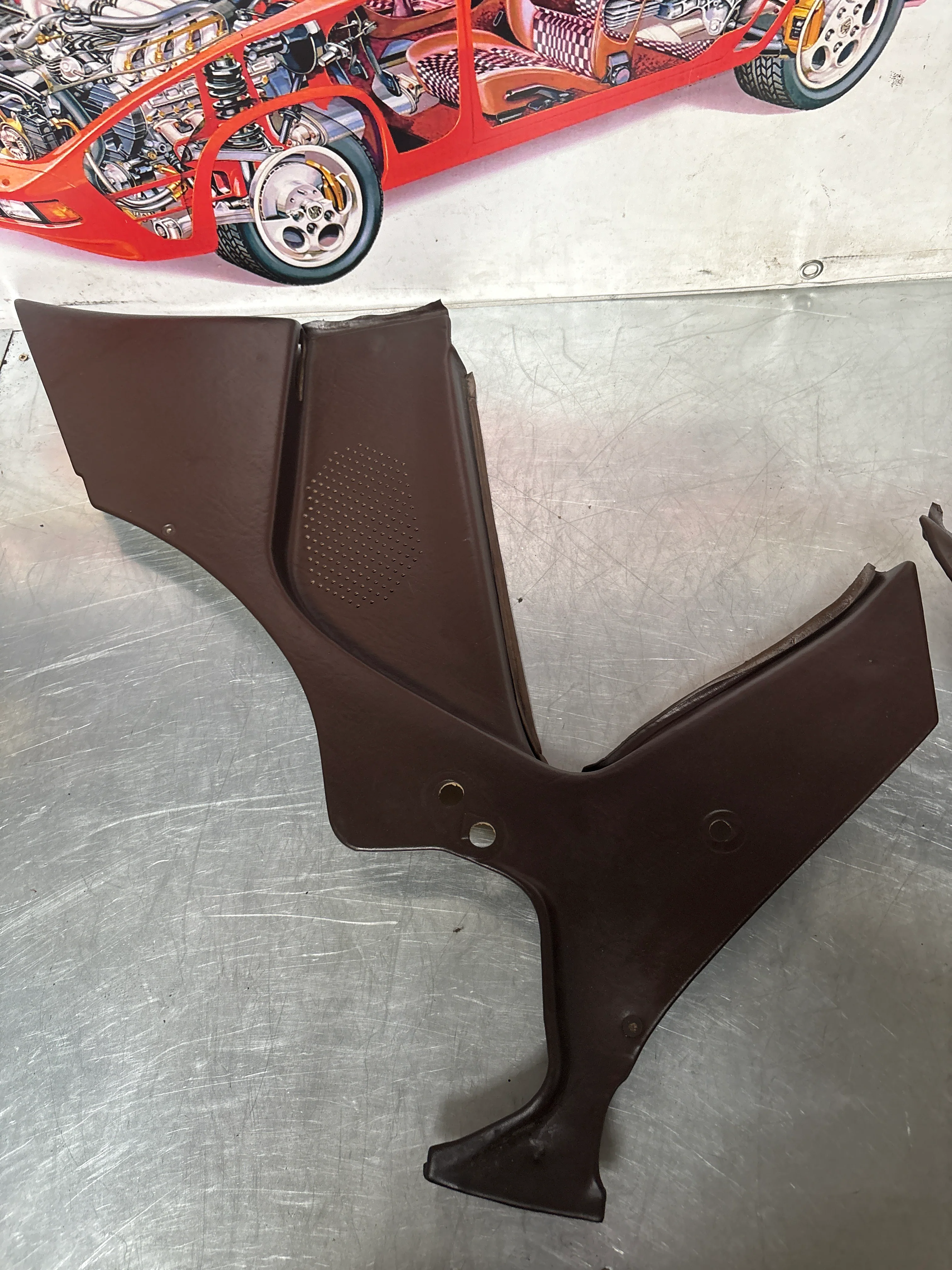 Porsche 944 924 brown rear interior C Post trims/cards. Quarter panel trim used 94455502101 94455502201 - Image 3
