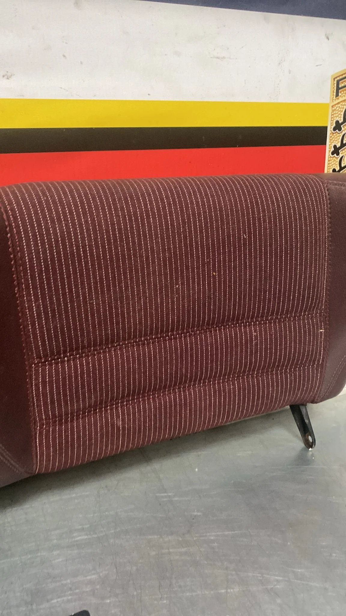 Porsche 944 924S refurbished rear seat, burgundy/white pinstripe - Image 12