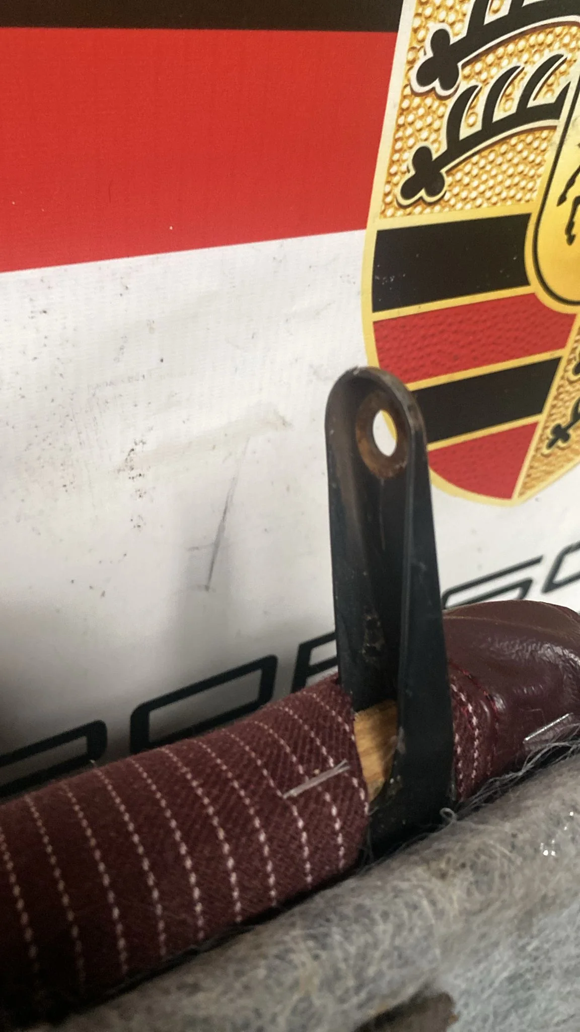 Porsche 944 924S refurbished rear seat, burgundy/white pinstripe - Image 21