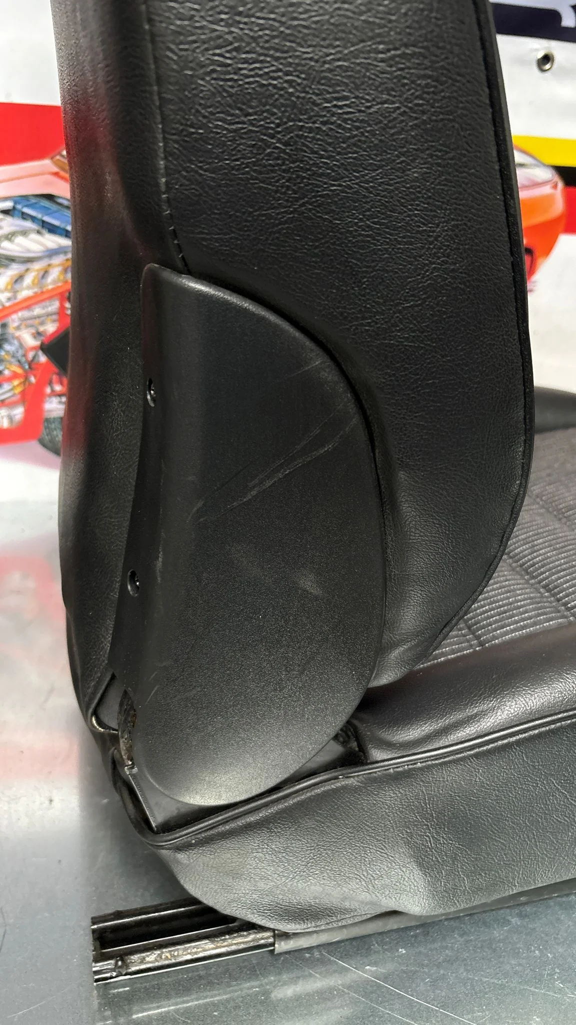 Porsche 944 black seat set, front seats with black /grey pinstripe fabric - Image 13