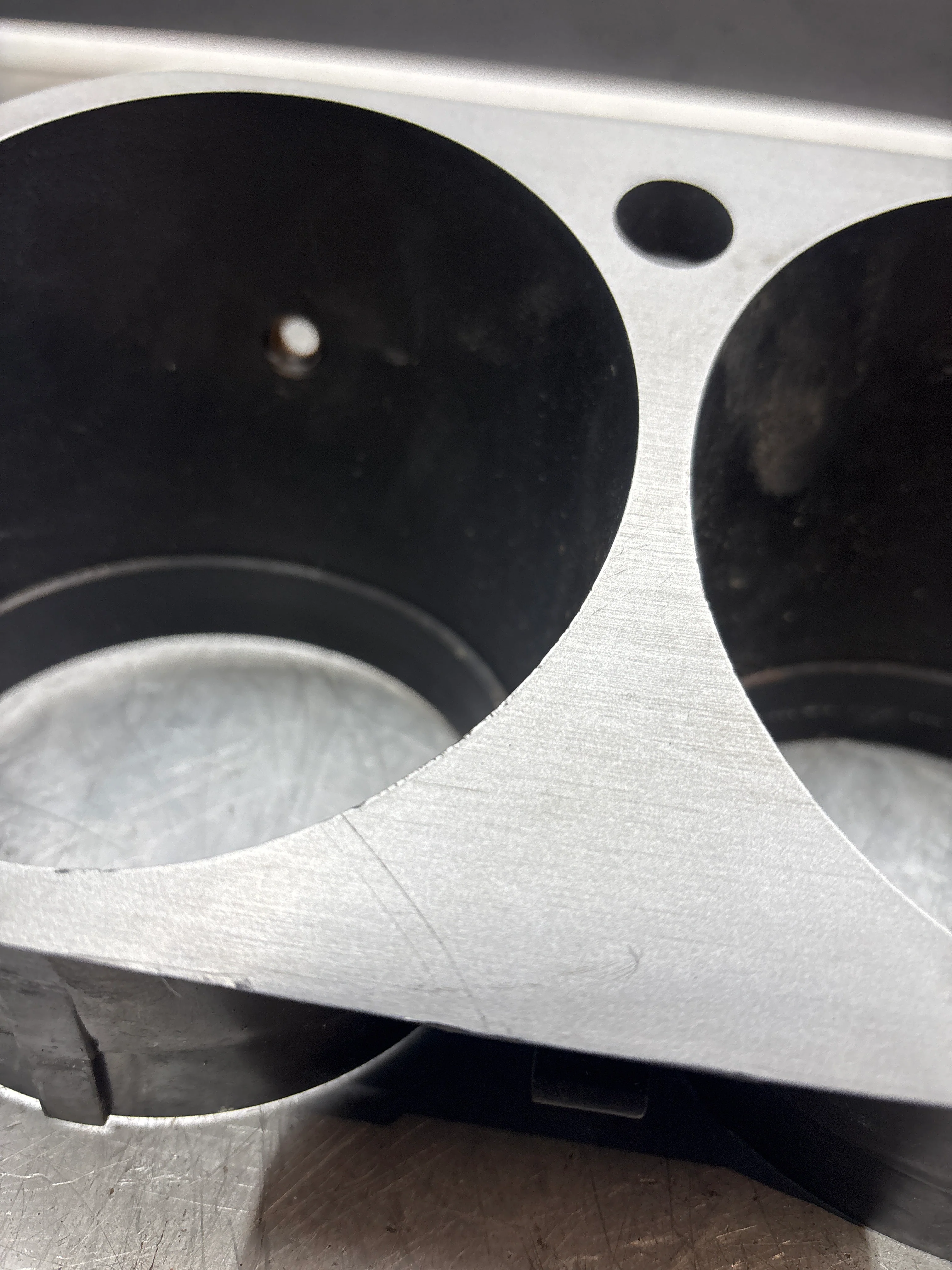 Porsche 944 dash binnacle dial panel speedo surround without high beam hole 477857283 silver, used - Image 3