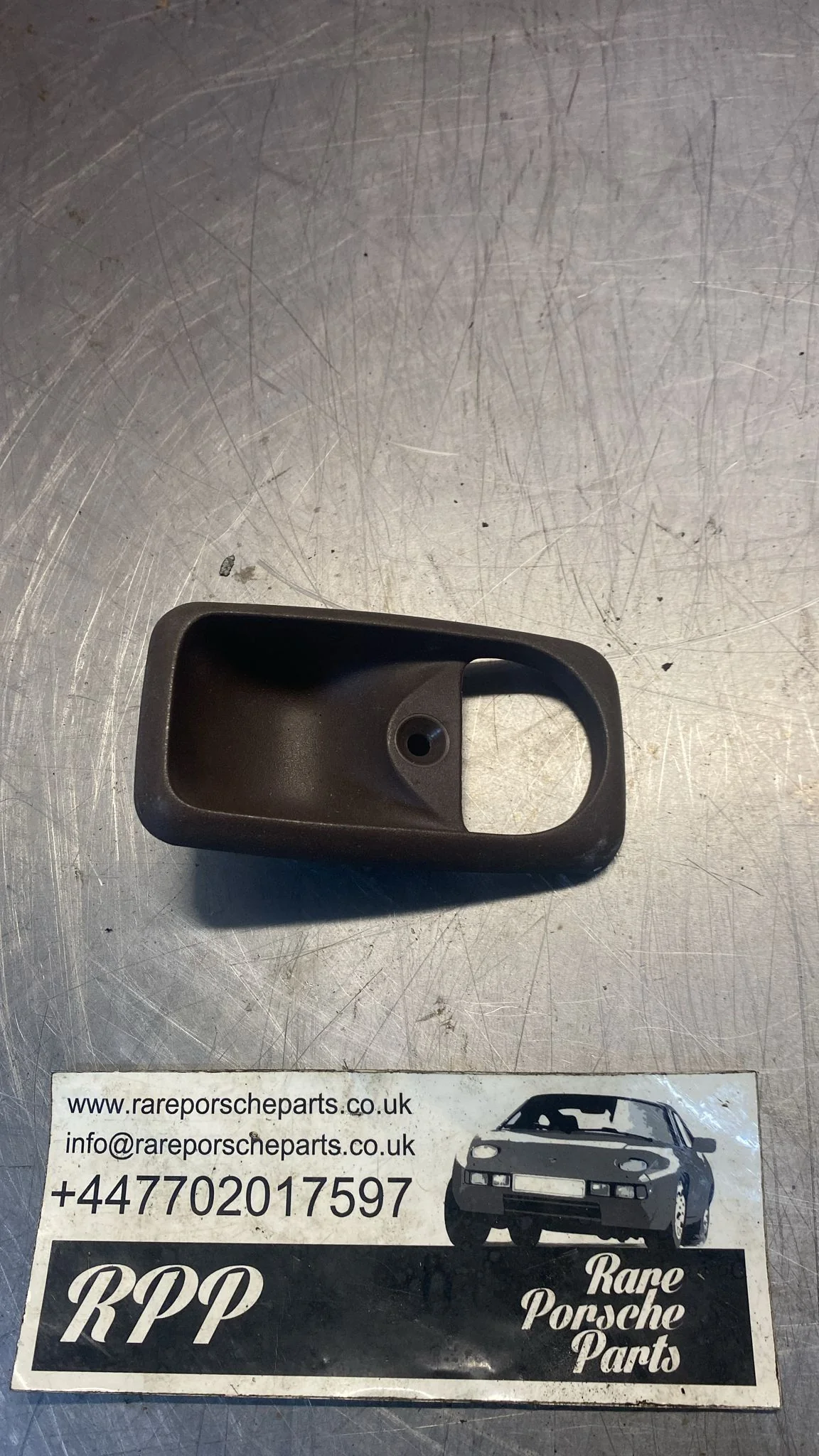 Porsche 944 brown Door Pull Interior Handle Surround trim, used 94453722900 - Image 3