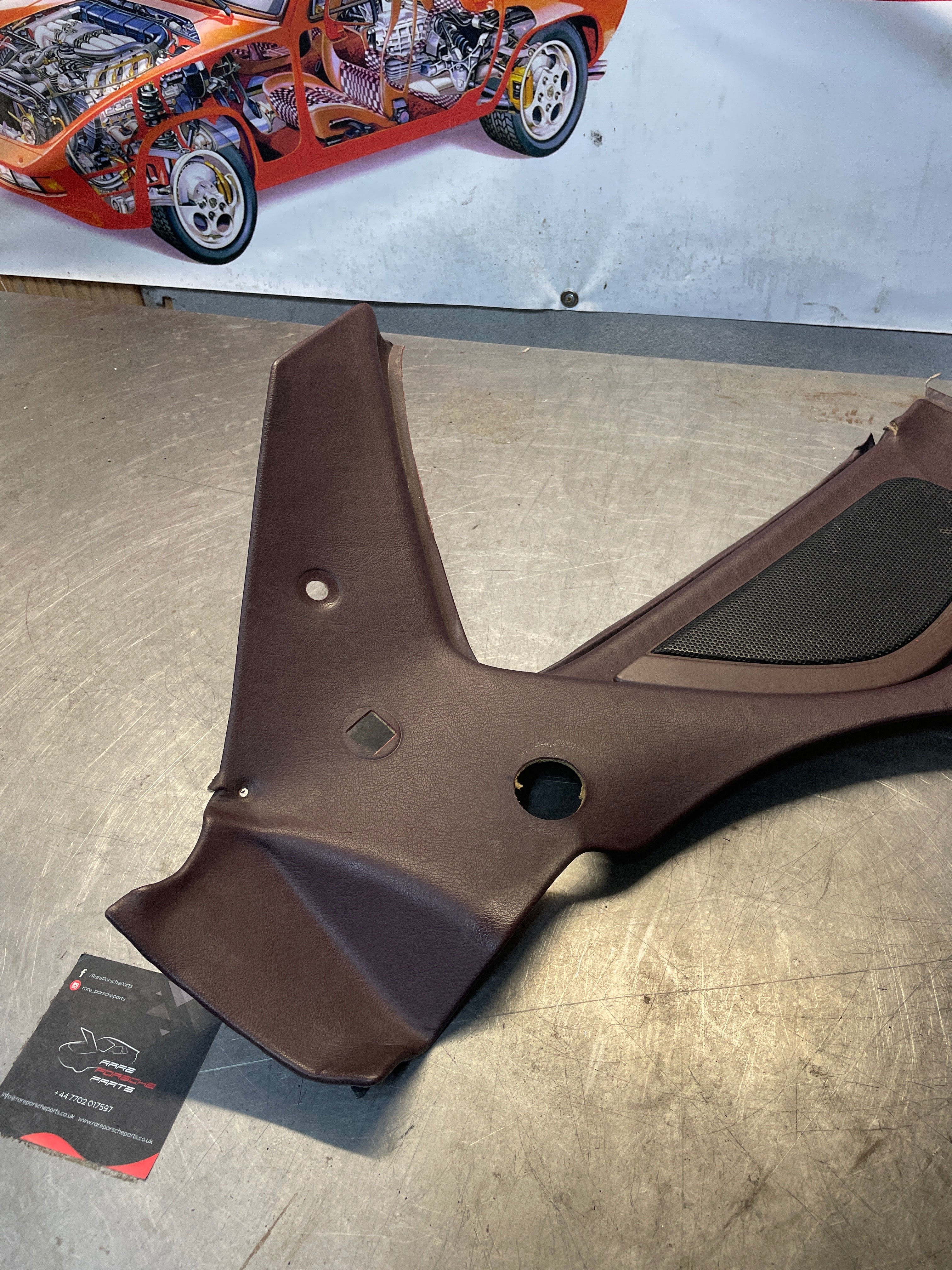 Porsche 944 Left Rear Quarter Trim Card, burgundy - used 94455502109 M490 sound pack - Image 6