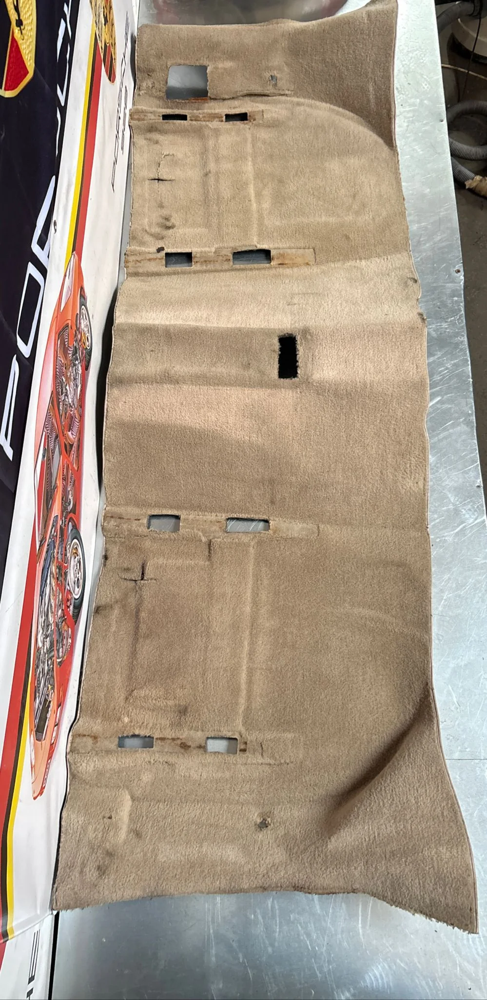 Porsche 944 RHD rear floor carpet, champagne, 94555507100, used - Image 11