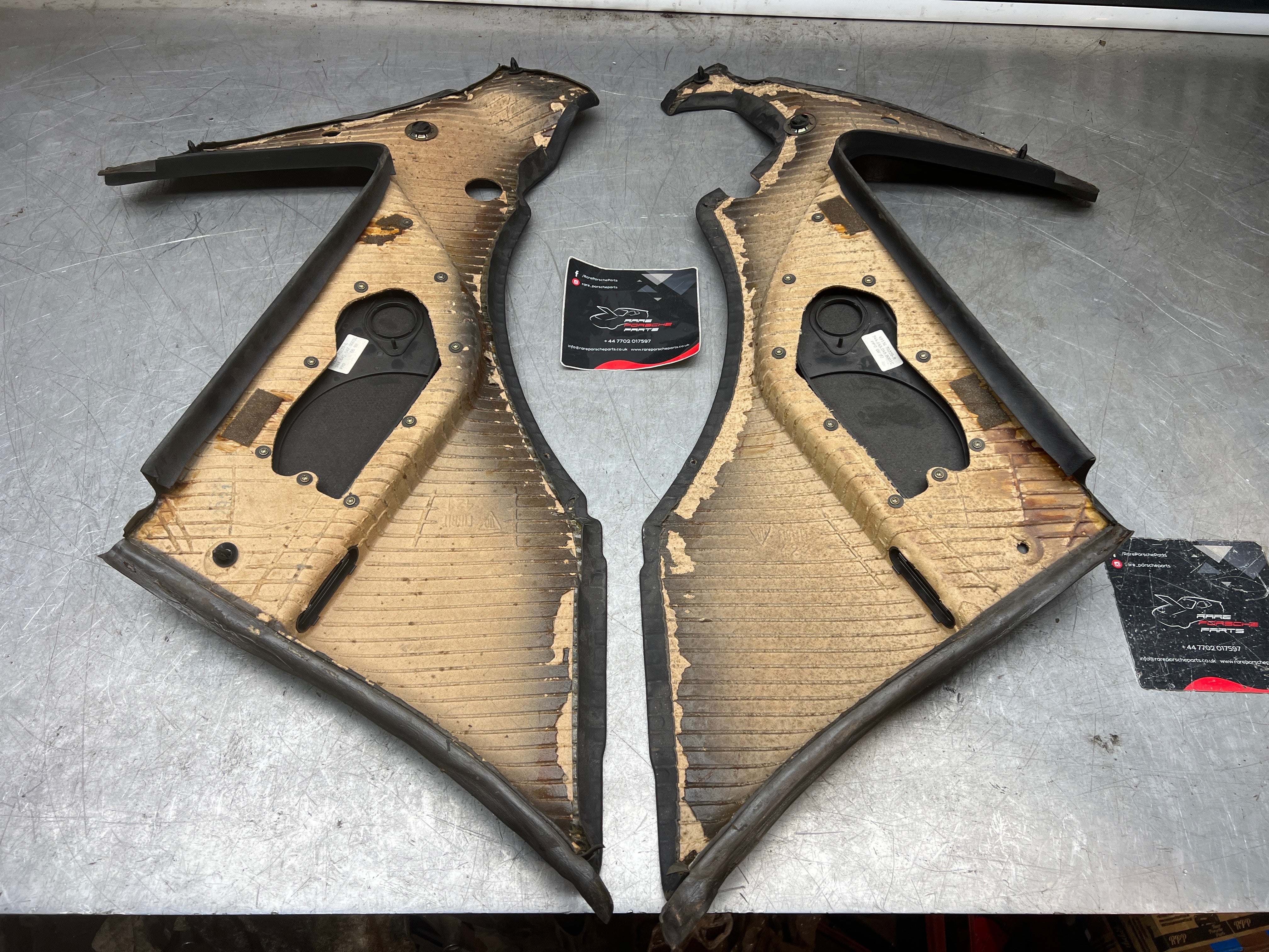 Porsche 944 Turbo S2 Black rear interior C Post trims/cards with M490 sound package, used 94455502113 / 94455502213 - Image 8