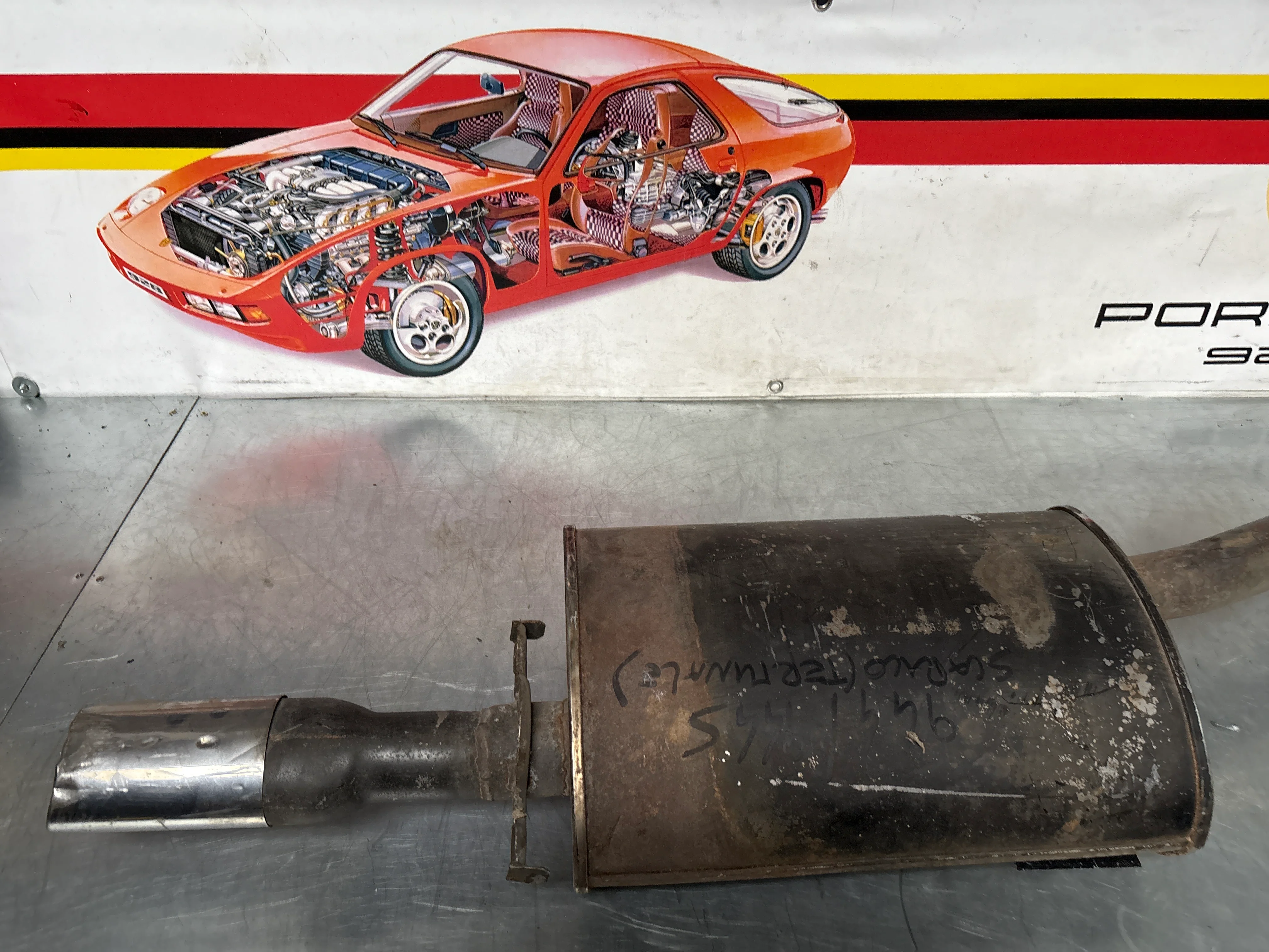 Porsche 944S Bischoff exhaust system rear muffler, used 94411108302 / 94411104100 - Image 5